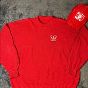 VTG Adidas Indiana Hoosiers Bob Knight Sweater w/ 1987 national Champs Snapback